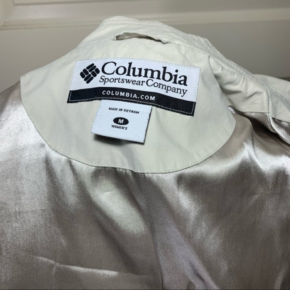 𝅺columbia Byron Bay Sportwear Beige Rain Jacket Ajustable Waist Zippered Coat - Picture 7 of 15